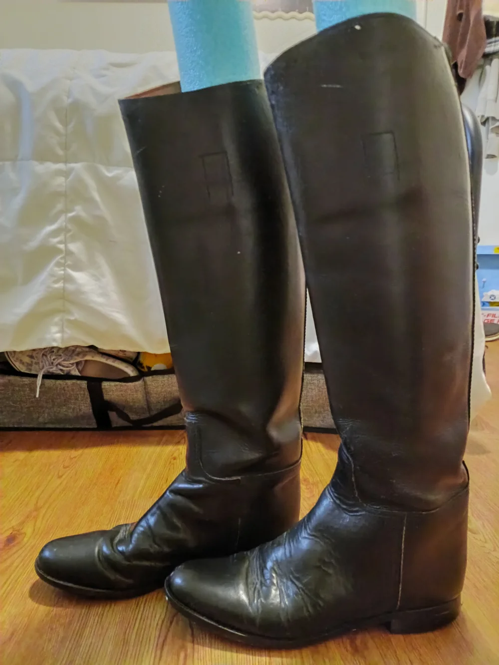 Vintage Tall Black Leather Riding Boots